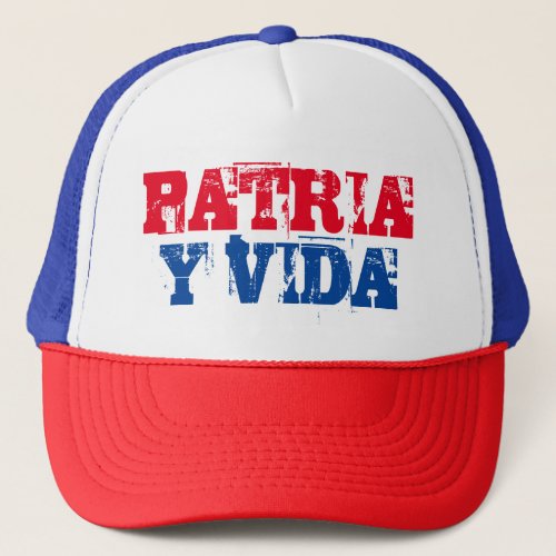 Cuba Patria y vida SOS Cuba red blue white Trucker Hat