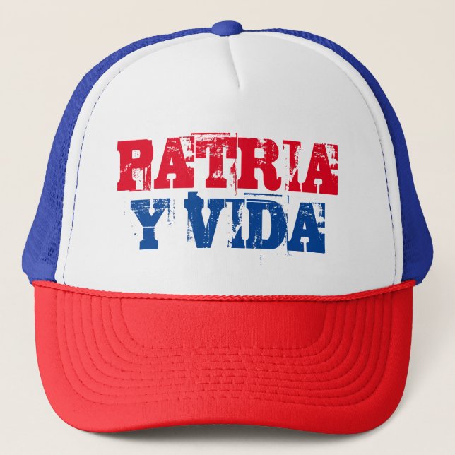 Cuba Patria y vida SOS Cuba red blue white Trucker Hat (Front)