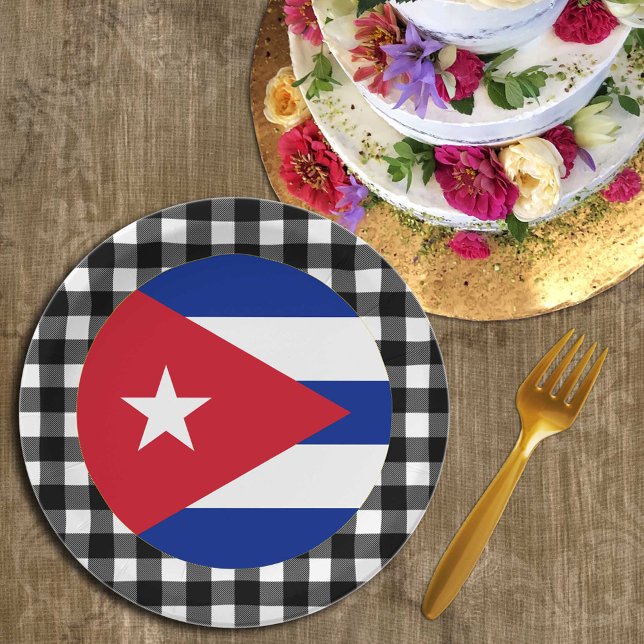 Cuba Plate, buffalo plaid & Cuban Flag Paper Plates (Creator Uploaded)