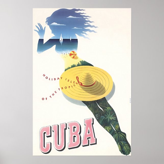 Cuba Print Cuban Art Travel Poster  (Front)
