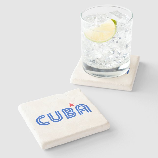 Cuba Retro Stone Coaster (Side)