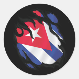 Cuba Ripped Flag Classic Round Sticker