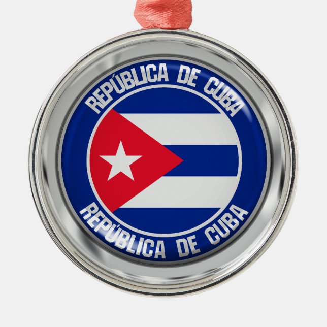 Cuba Round Emblem Metal Ornament (Front)