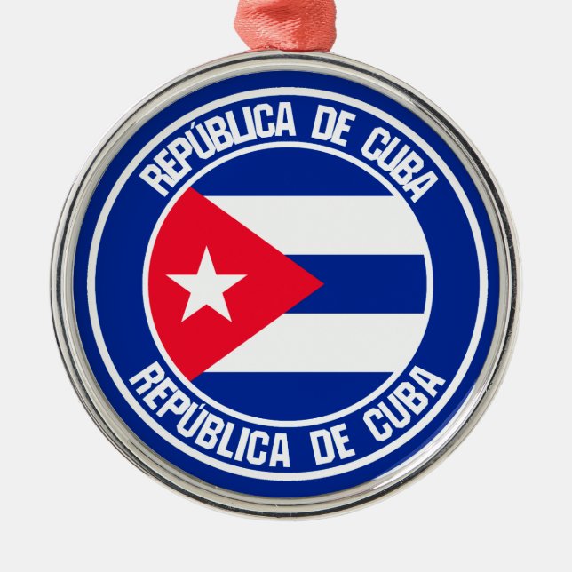 Cuba Round Emblem Metal Ornament (Front)