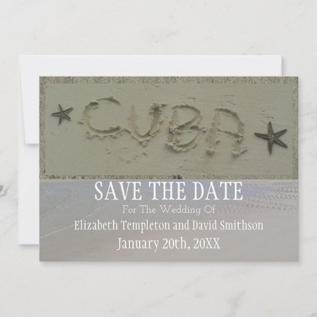 Cuba Save the Date Destination  Beach Wedding (Front)