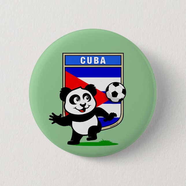 Cuba Soccer Panda Pinback Button (Front)