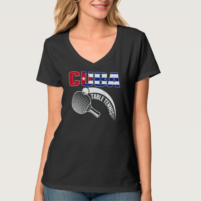 Cuba Table Tennis   Cuban Ping Pong Supporter Spor T-Shirt (Front)