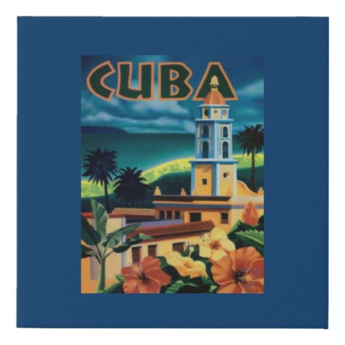 CUBA Travel Poster  Faux Wrapped Canvas Print