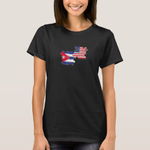Cuba Usa Friendship Roots Cuban American Flag T-Shirt