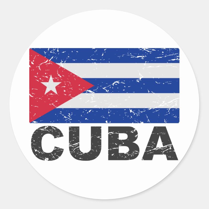 Cuba Vintage Flag Round Sticker