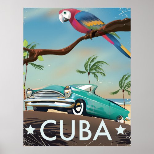 Cuba vintage retro travel print