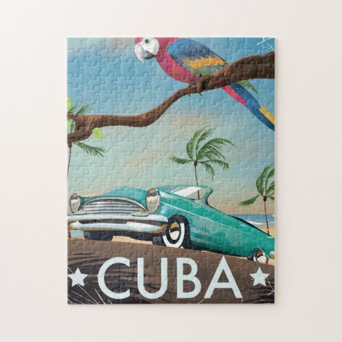 Cuba vintage retro travel print jigsaw puzzle