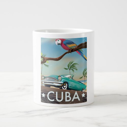 Cuba vintage retro Travel print Large Coffee Mug