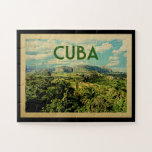Cuba Vintage Travel Jigsaw Puzzle<br><div class="desc">Cuba design in Vintage Travel style featuring palm trees in scenic Cuban rainforest splendor.</div>