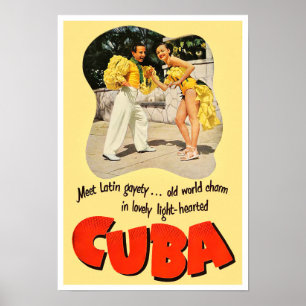 Cuba vintage travel poster