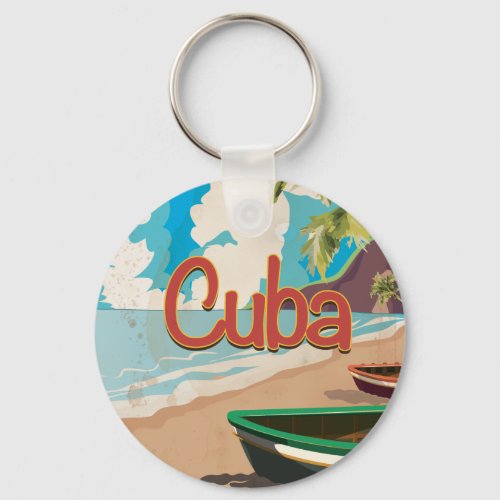 Cuba Vintage Travel Poster Keychain
