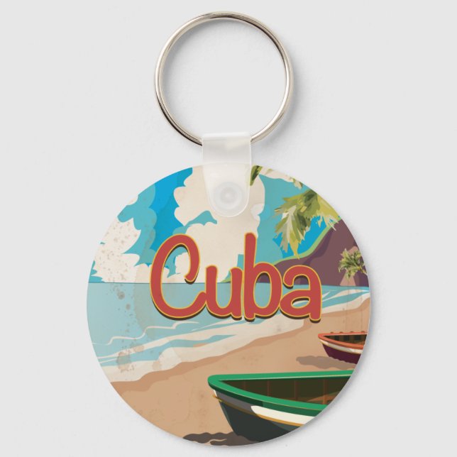Cuba Vintage Travel Poster Keychain (Front)
