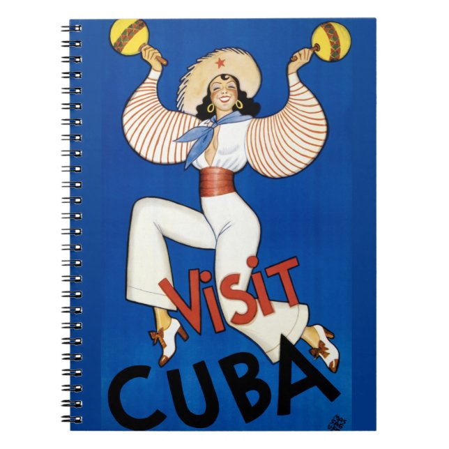 Cuba Vintage Travel Poster Restored Notebook (Front)