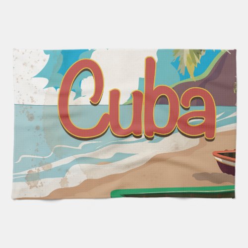Cuba Vintage Travel Poster Towel