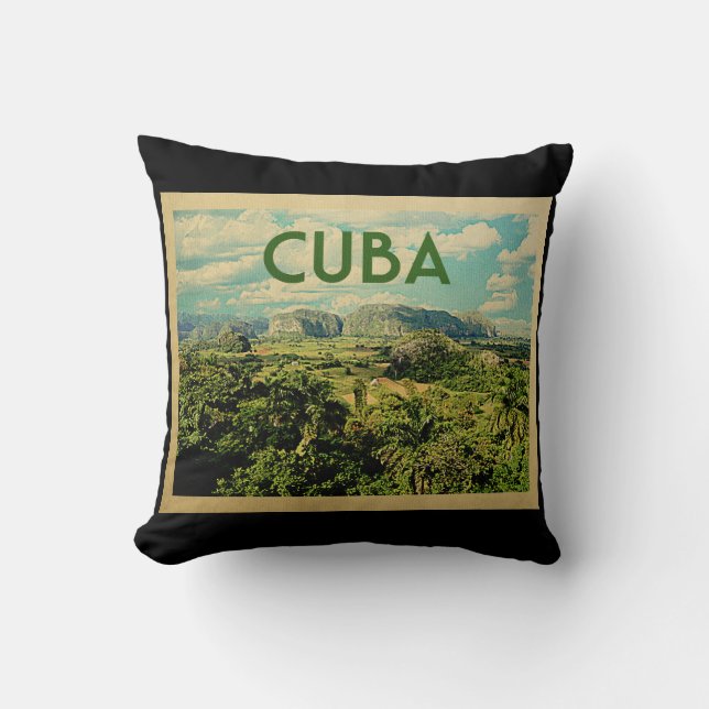 Cuba Vintage Travel Throw Pillow (Front)