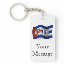 Cuba Waving Flag Double-Sided Rectangular Acrylic Keychain
