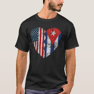 Cuban American Flags Heart United States Cuba Root T-Shirt
