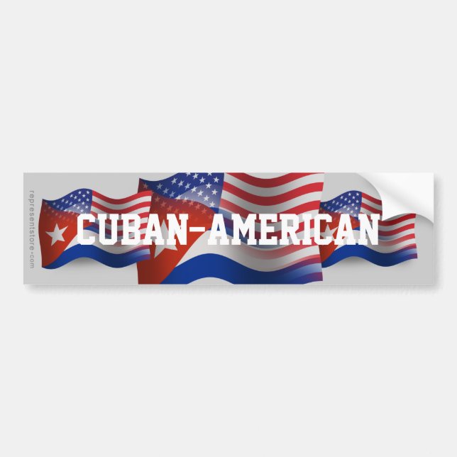 Cuban-American Waving Flag Bumper Sticker (Front)