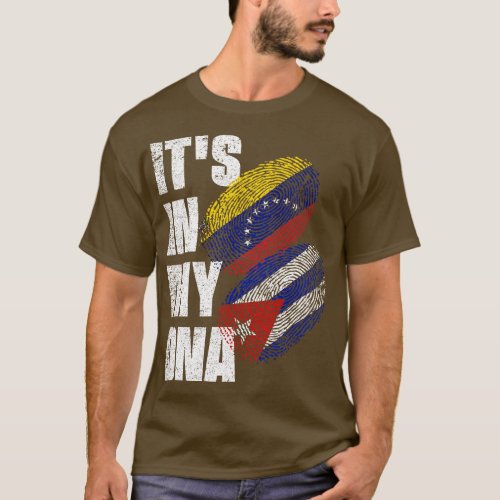 Cuban And Venezuelan Mix DNA Heritage Flag T_Shirt