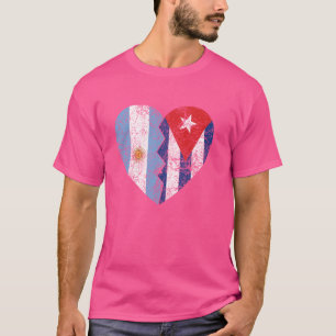 Cuban Argentinian Flag Heart Argentina Cuba Flag T-Shirt