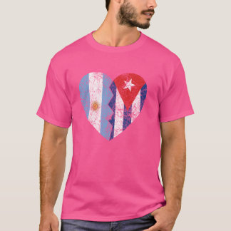 Cuban Argentinian Flag Heart  Argentina Cuba Flag  T-Shirt
