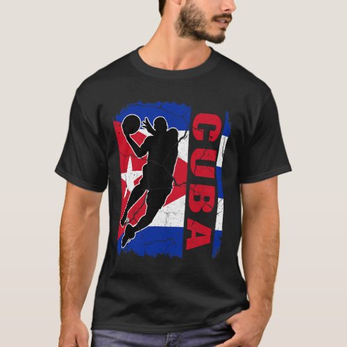 Cuban Basketball Player Cuba Flag Basketball Fans T_Shirt