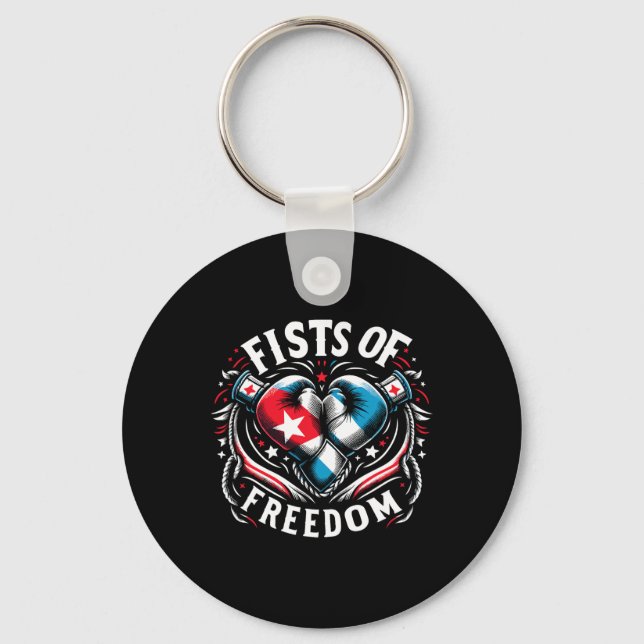 Cuban Boxing Fists Of Freedom Pride  Keychain (Front)