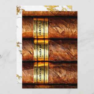 Cuban Cigars Habana Invitation Marble Gold Carrara