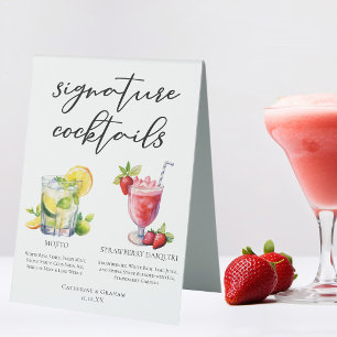 Cuban Cocktails Mojito Strawberry Daiquiri Menu Table Tent