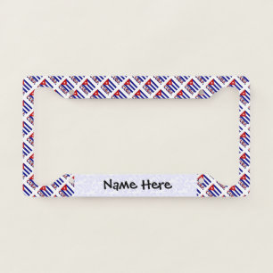 Cuban Cuban Flag Dark Blue Tiled Personalized  License Plate Frame