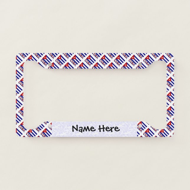 Cuban Cuban Flag Dark Blue Tiled Personalized  License Plate Frame (Front)