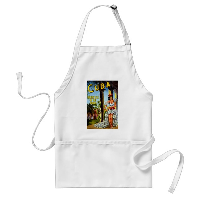 Cuban Dancer Vintage Travel Adult Apron (Front)