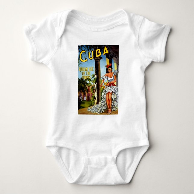 Cuban Dancer Vintage Travel Baby Bodysuit (Front)