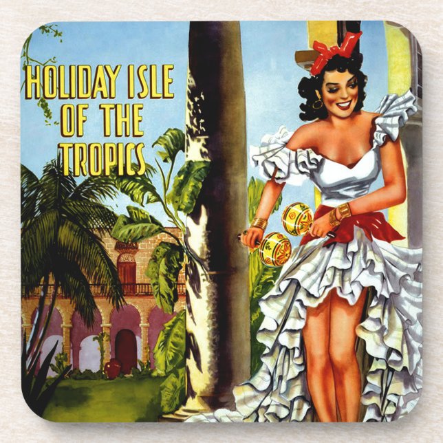 Cuban Dancer Vintage Travel Drink Coaster (Front)