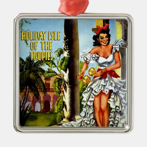 Cuban Dancer Vintage Travel Metal Ornament