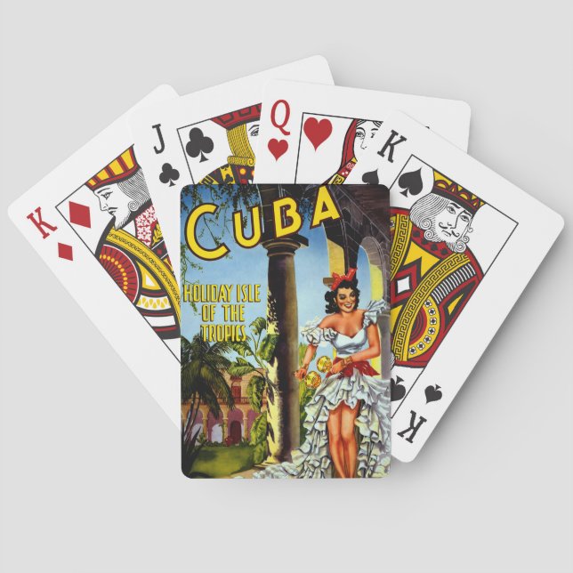 Cuban Dancer Vintage Travel Poker Cards (Back)