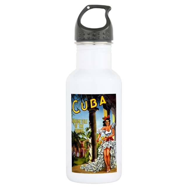 Cuban Dancer Vintage Travel Stainless Steel Water Bottle (Front)