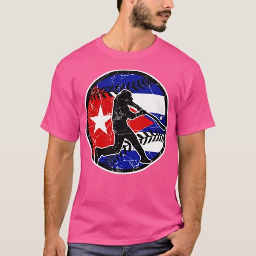 Cuban Flag Baseball Hitter Cuba Baseball Fan T_Shirt