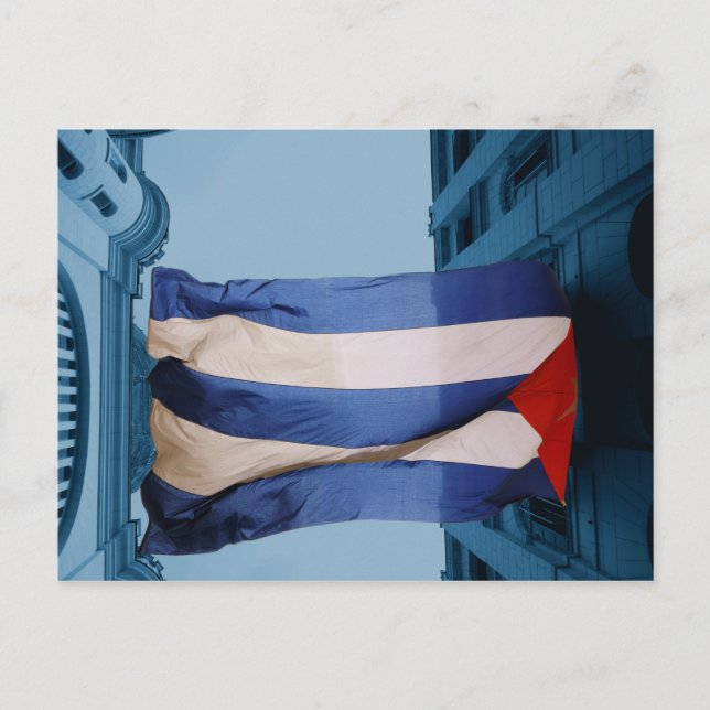 Cuban flag between buildings in Havana, Cuba Postcard (Front)