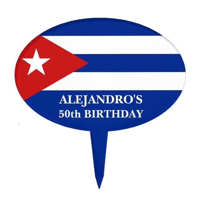 Cuban Flag Birthday Party Cake Topper (Front)