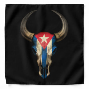 Cuban Flag Bull Skull Bandana