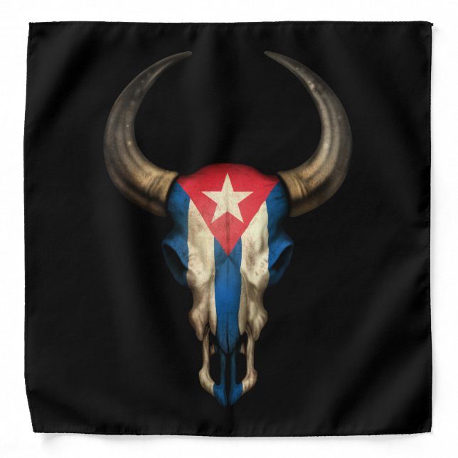 Cuban Flag Bull Skull Bandana (Front)