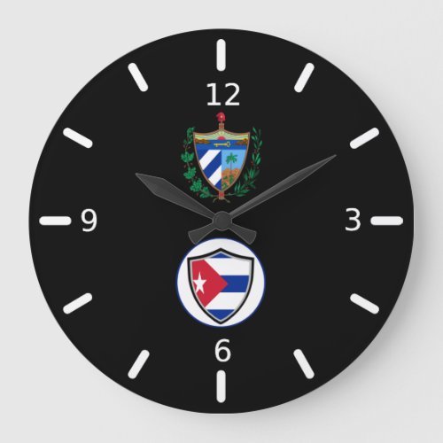 Cuban flag_coat arms large clock