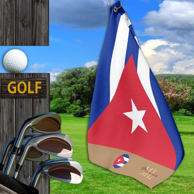 Cuban flag & Cuba monogrammed Golf Towel (Creator Uploaded)