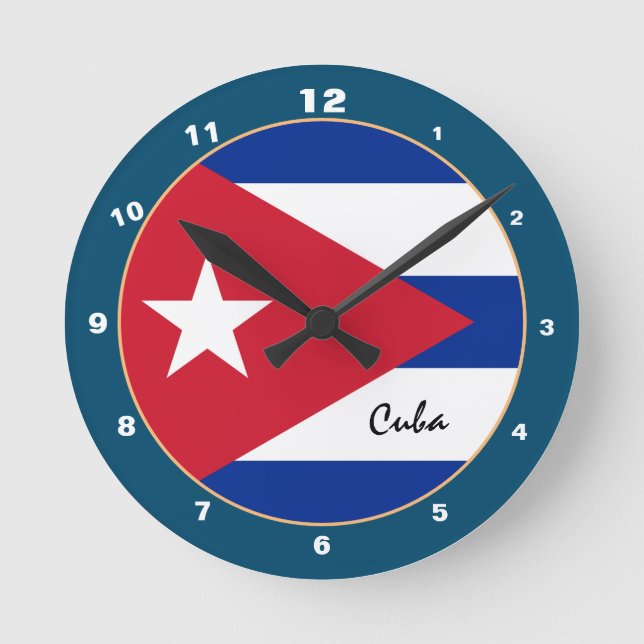 Cuban Flag & Cuba trendy fashion /design clock (Front)